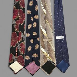 🔥 100% SILK 🇮🇹 Made in Italy 🇫🇷 Made in France  Lot of 4 Neckties